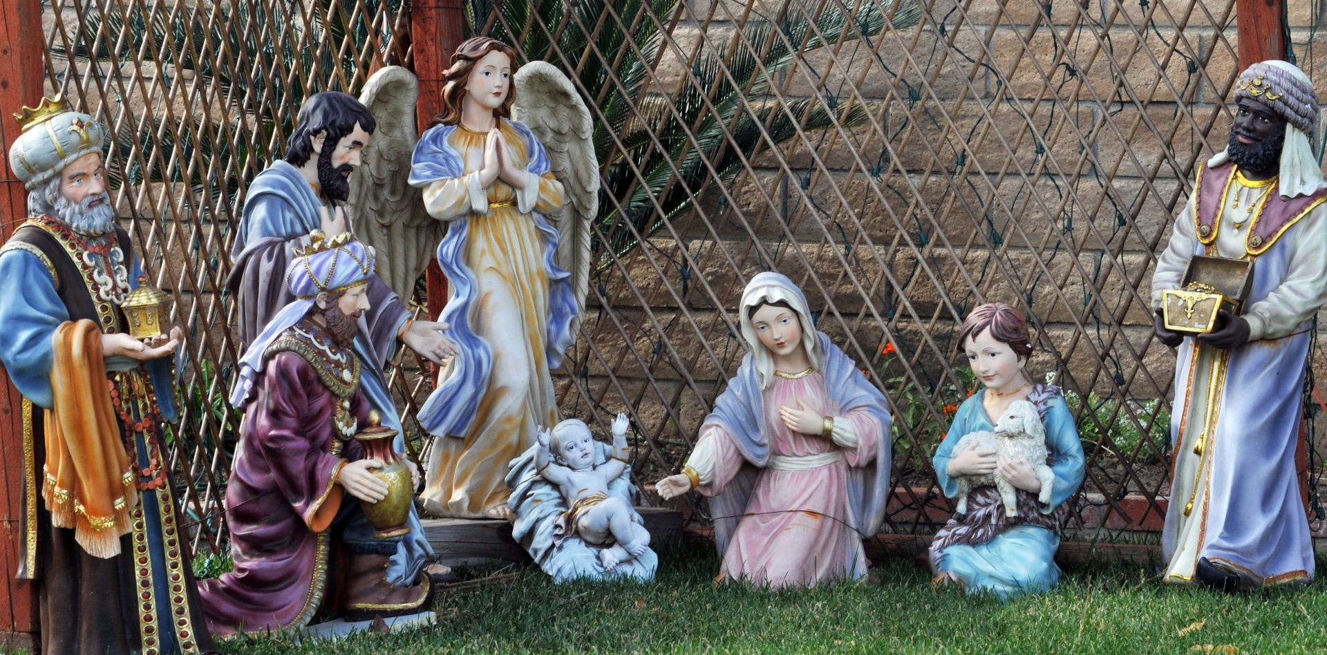 Kalėdos,  Nativity,  Kūdikis & Nbsp,  Jesus,  Mary,  Josefas,  Išmintingi & Nbsp,  Vyrai,  Apdaila,  Veja