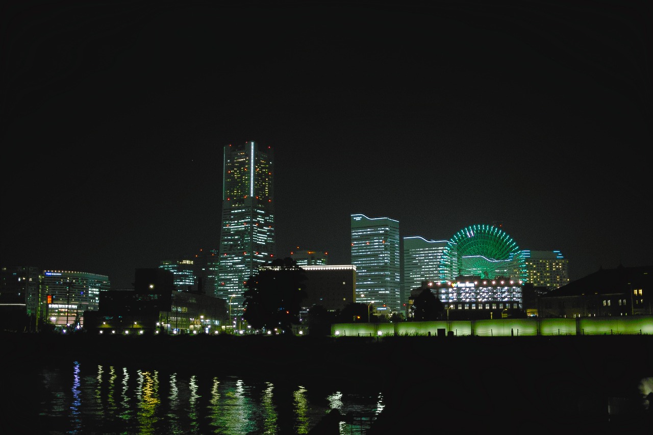 Jokohama, Naktinis Vaizdas, Uostas, Orientyras, Ferris Ratas, Nemokamos Nuotraukos,  Nemokama Licenzija