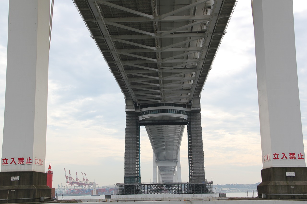 Jokohamos Įlankos Tiltas, Tiltas, Jokohama, Įlanka, Japonija, Yokohama Skywalk, Architektūra, Kanagawa, Orientyras, Uostas