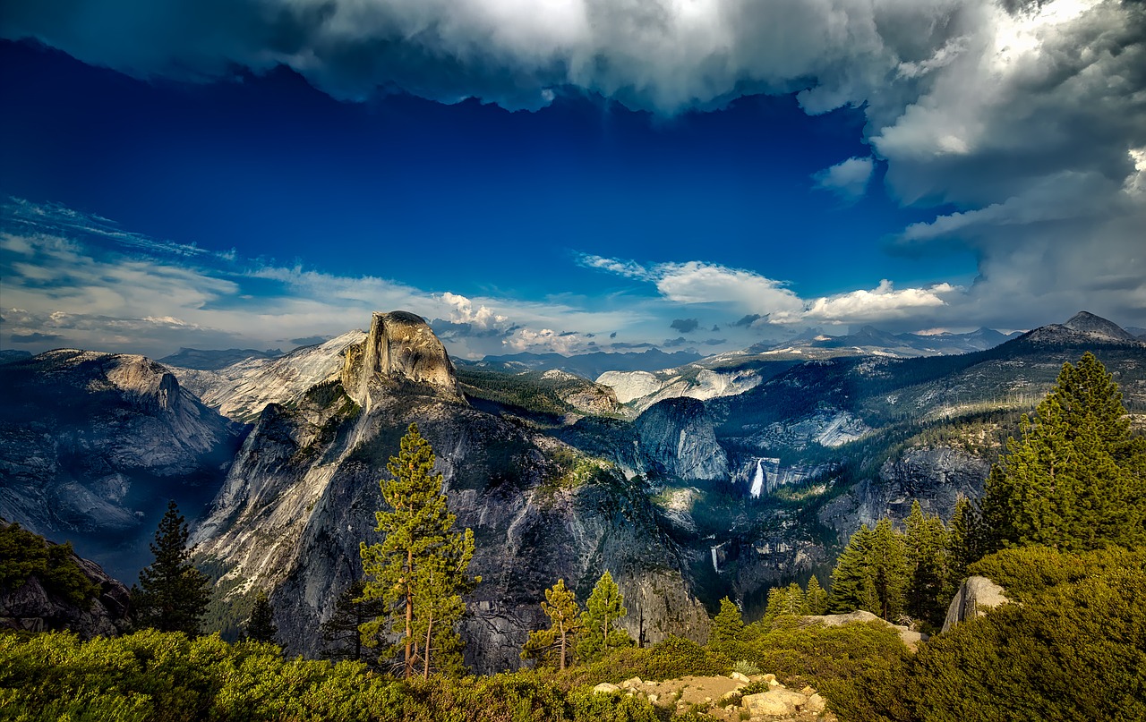 Josemitas, Nacionalinis Parkas, Kraštovaizdis, Kalifornija, Kalnai, Vista, Dangus, Debesys, Saulėlydis, Miškas