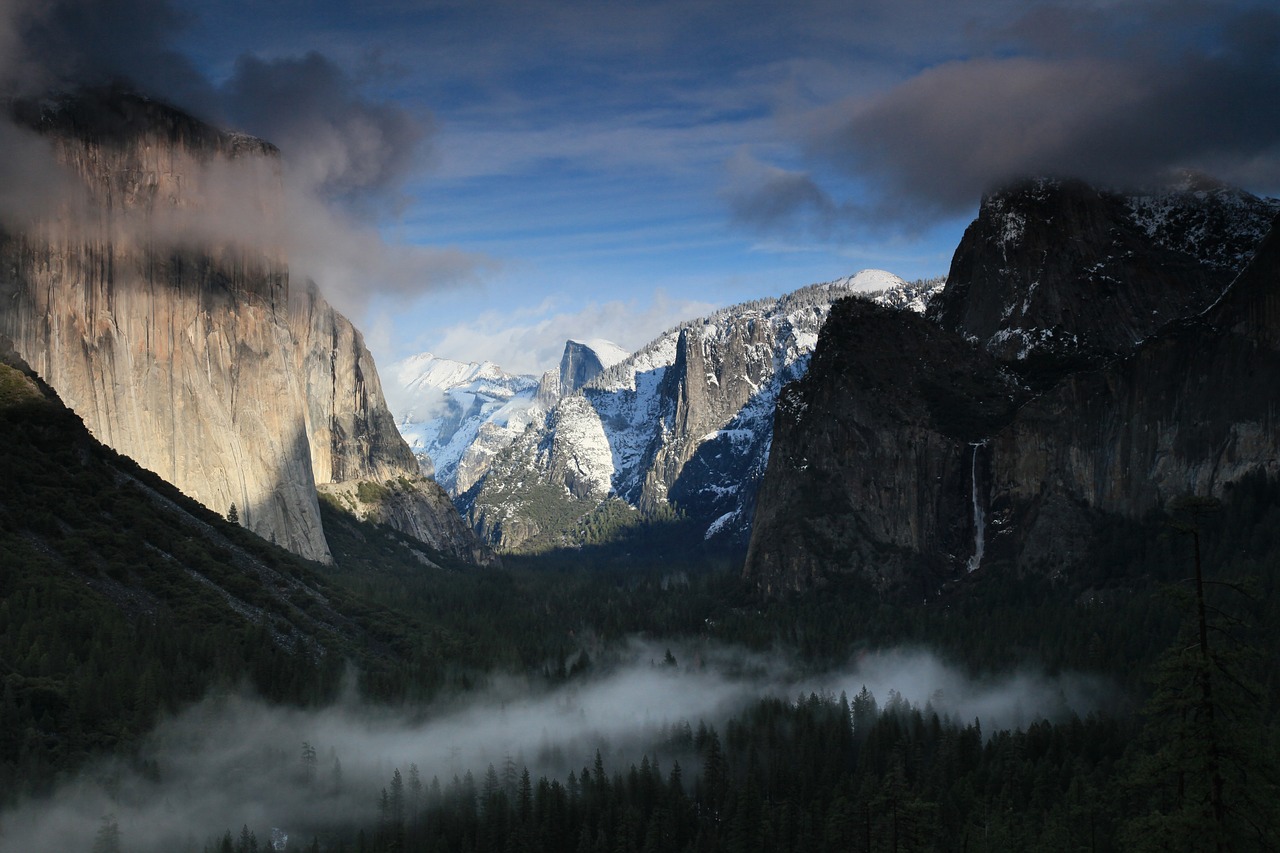 Yosemite,  Debesis,  Kalnų,  Nacionalinis Parkas,  Miškas,  El Capitan,  Pusė Kupolu,  Slėnis,  California,  Dangus