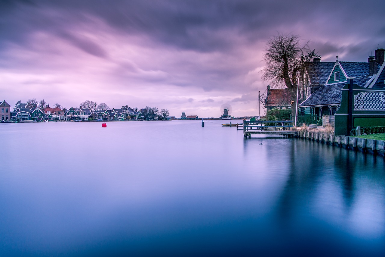 Zaandam, Zaanse Schans, Vaizdas, Kraštovaizdis, Užsegimai, Vanduo, Malūnai, Mėlynas, Nyderlandai, Užkimšti