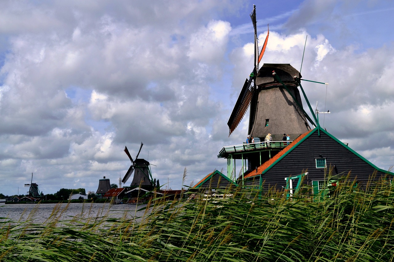 Zaanse Schans, Debesys, Malūnas, Nyderlandai, Kraštovaizdis, Istorinis, Olandų Malūnas, Nemokamos Nuotraukos,  Nemokama Licenzija