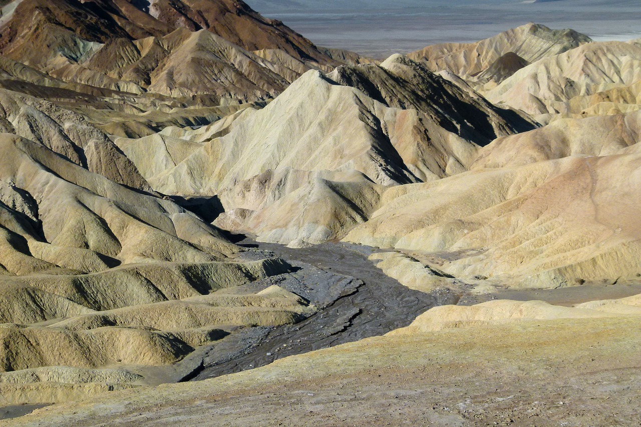 Zabriskie, Zabriskie Taškai, Mirties Slėnis, Kalifornija, Usa, Turistų Atrakcijos, Kraštovaizdis, Smėlio Akmuo, Gamta, Peizažas