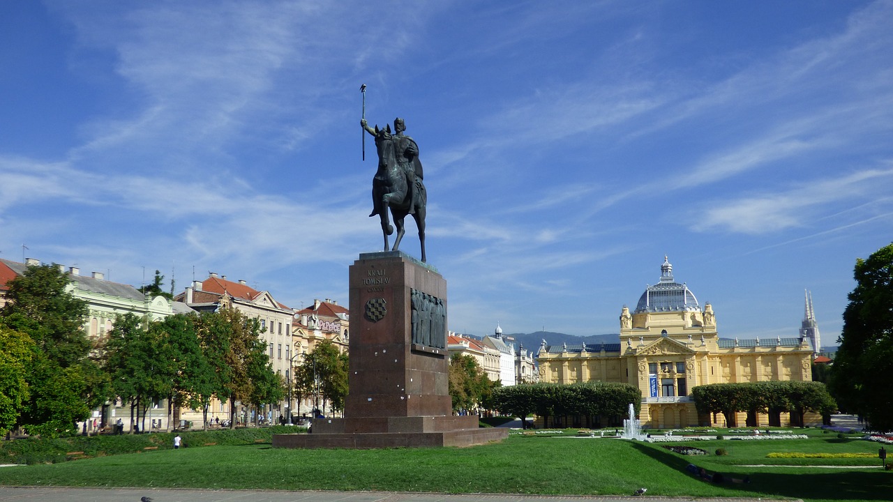 Zagrebas, Kroatija, Karalius Tomislavas, Statula, Menas, Muziejus, Paviljonas, Galerija, Architektūra, Pastatas