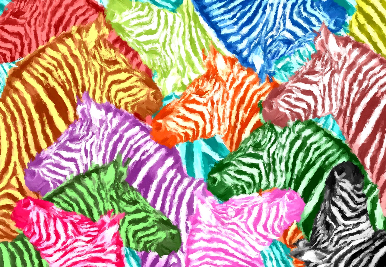 Zebra, Spalvinga, Abstraktus, Koliažas, Gyvūnai, Farbenspiel, Menas, Spalva, Dizainas, Zebras