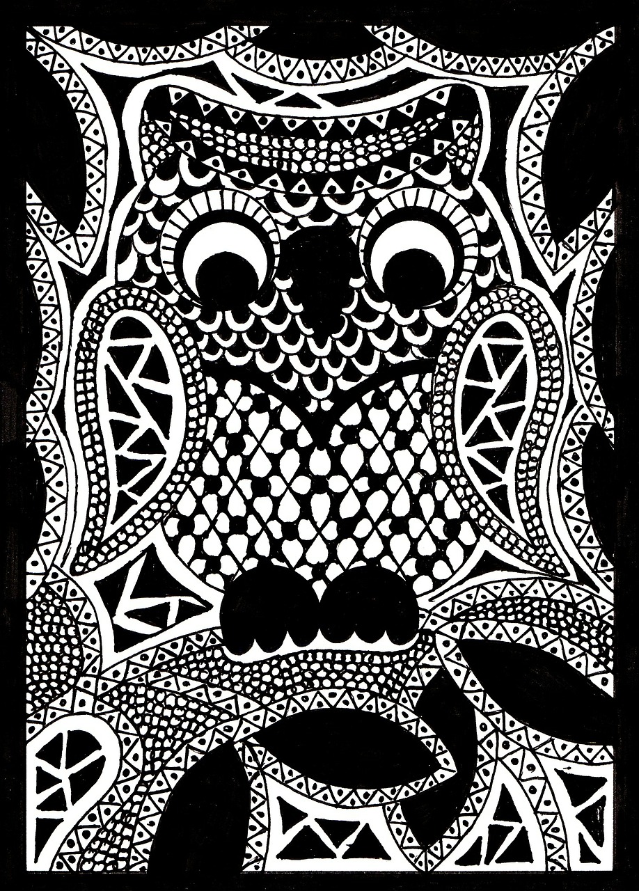 Zentangle Nuotraukos, Piešimas, Pelėdos, Juoda Ir Balta, Abstraktus, Menas, Nemokamos Nuotraukos,  Nemokama Licenzija