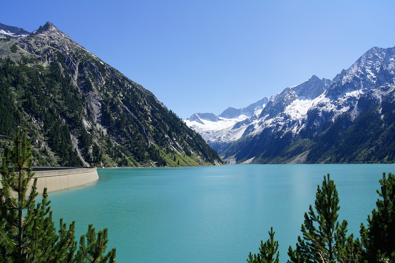 Zillertal, Tyrol, Kalnai, Rezervuaras, Vandens Galia, Alpių, Austria, Gamta, Panorama, Svajonių Diena