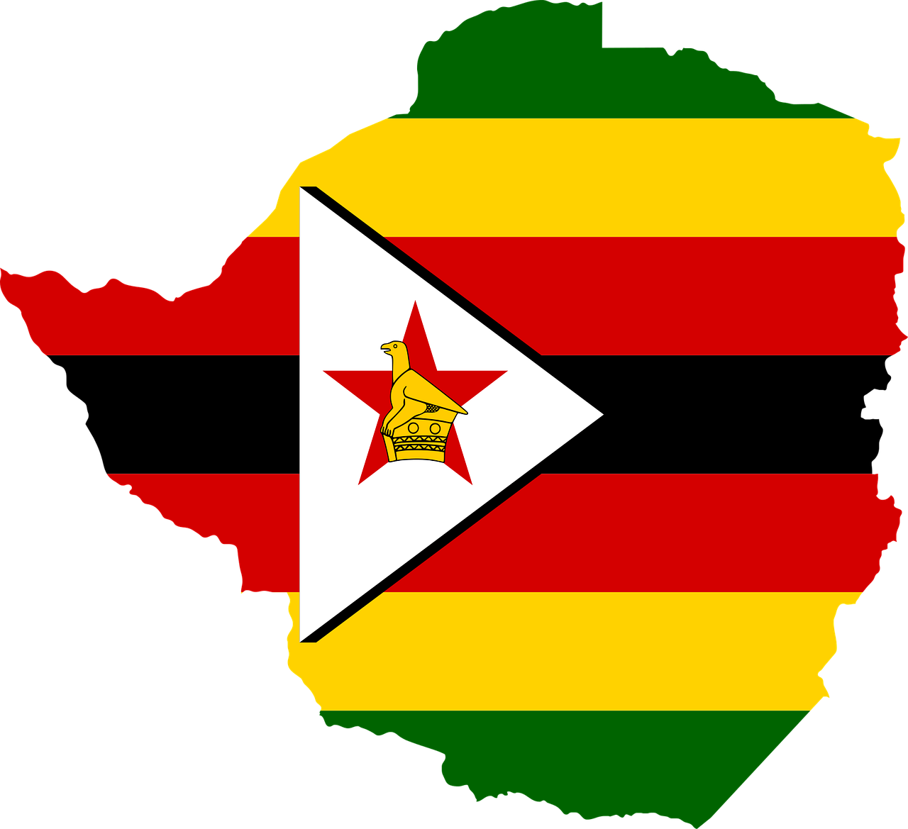 Zimbabvė, Vėliava, Žemėlapis, Geografija, Kontūrai, Afrika, Šalis, Tauta, Sienos, Svg