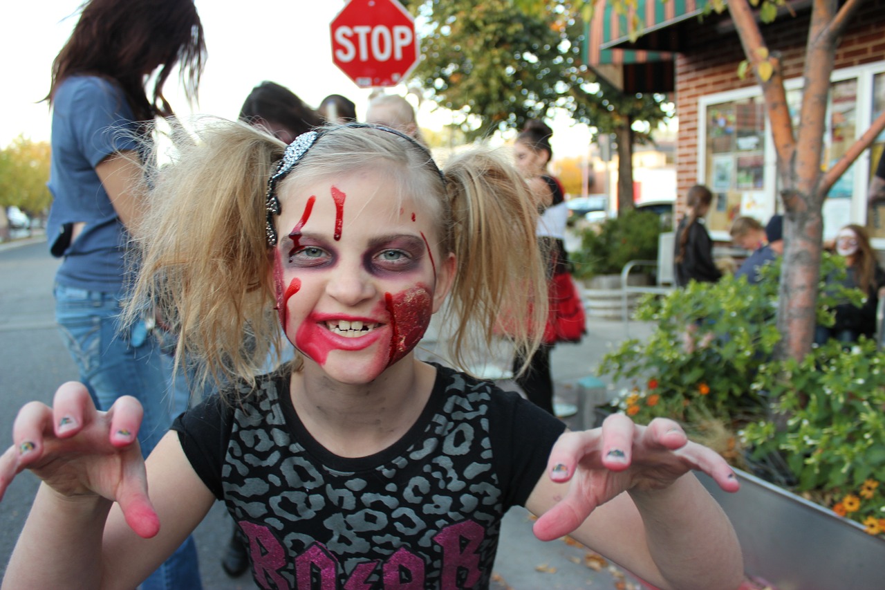 Zombie, Halloween, Veidas, Mergaitė, Makiažas, Jaunas, Mielas, Asmuo, Moteris, Nemokamos Nuotraukos