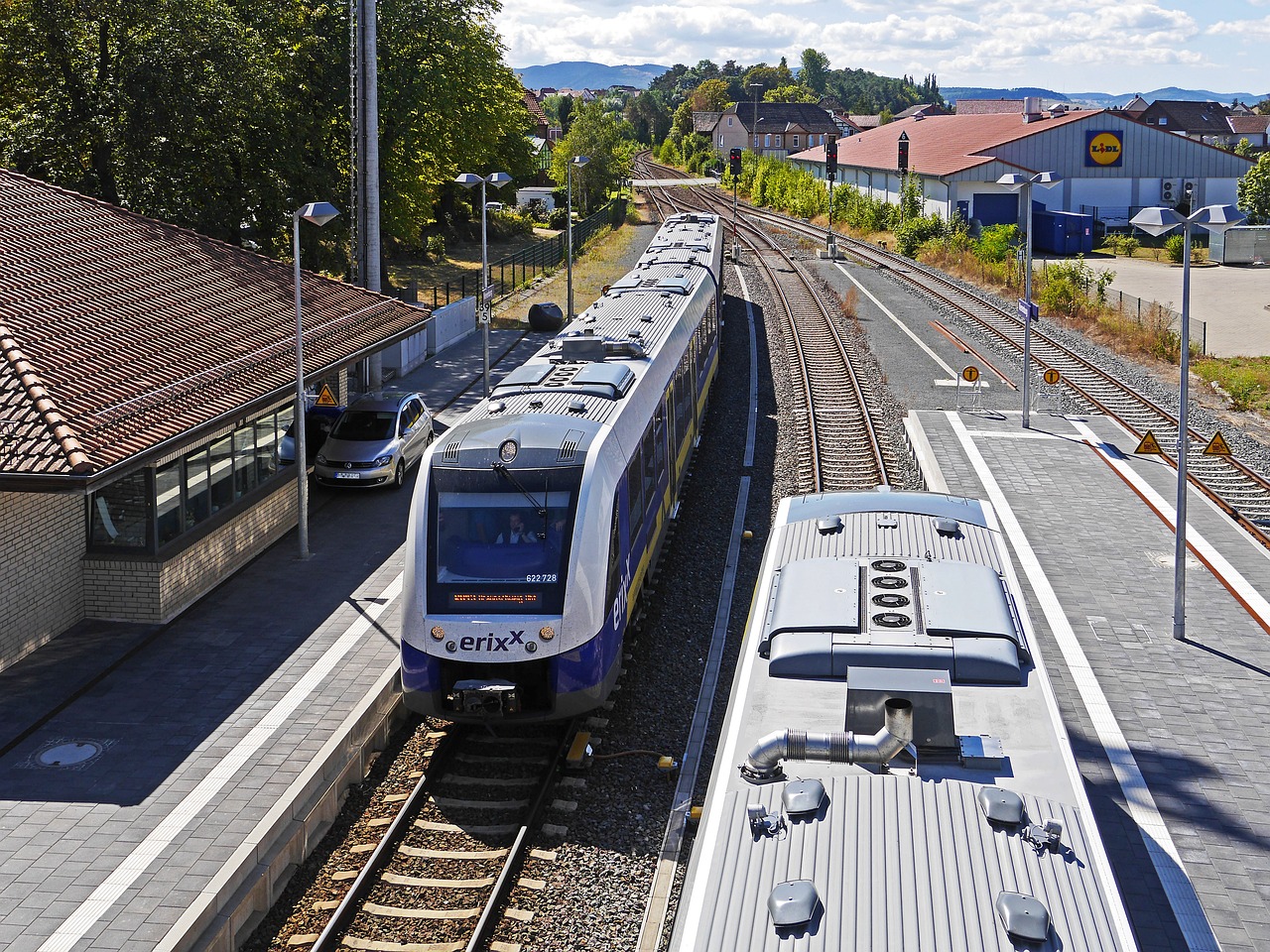 Zugbegegnung, Traukinių Stotis, Vienenburg, Kelio Lipimas, Pervedimas, Geležinkelių Transportas, Traukinio Susitikimas, Geležinkelis, Geležinkelis, Dyzelinis Vagonas