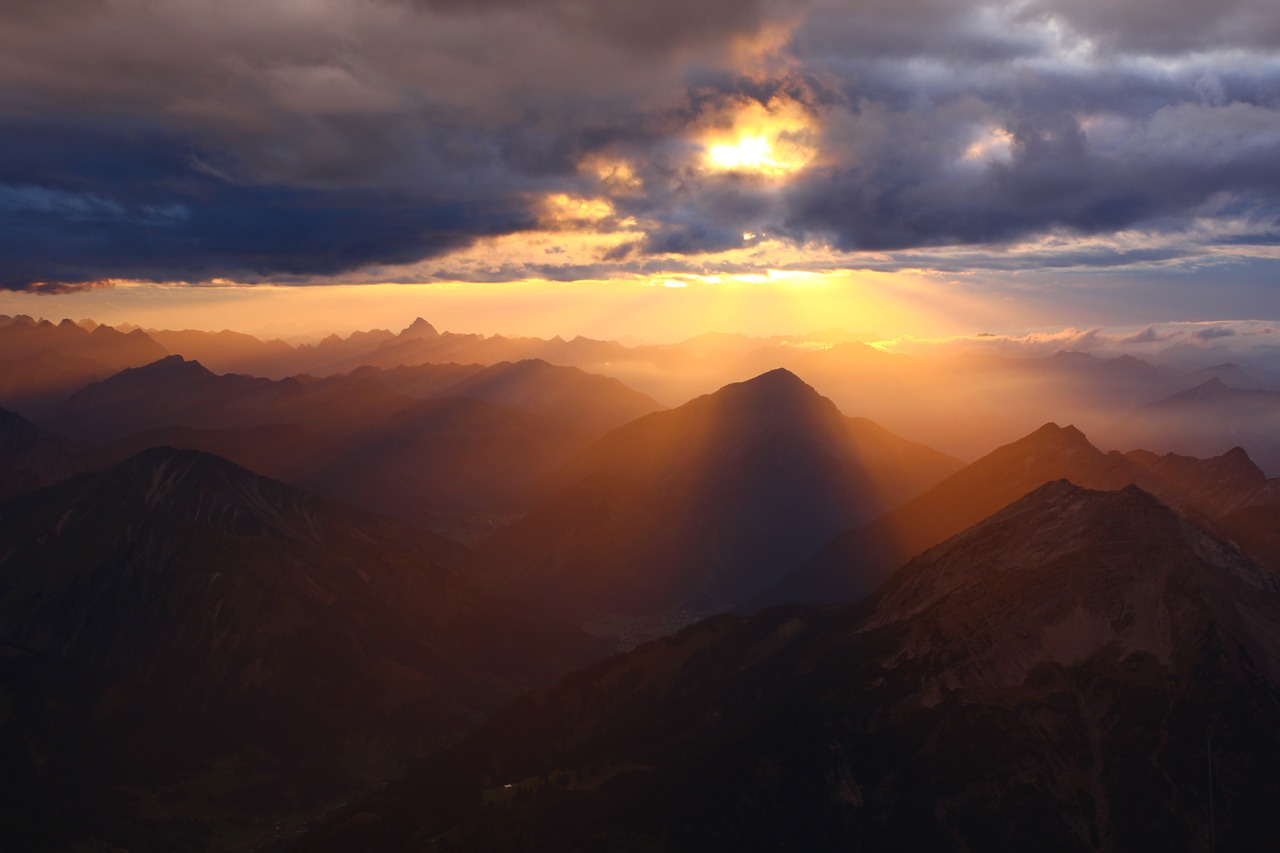 Zugspitze, Bavarija, Abendstimmung, Debesys, Wolkenschatten, Debesys, Panorama, Alpių, Aukščiausiojo Lygio Susitikimas, Dangus