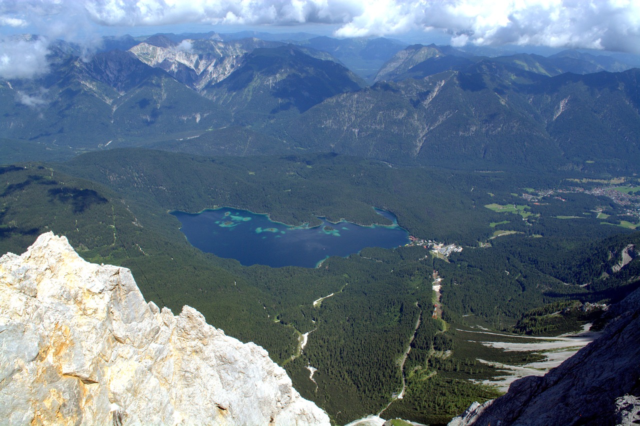 Zugspitze, Alpių Ežeras, Vaizdas, Alpių, Kalnai, Panorama, Kalnų Viršūnių Susitikimas, Bergsee, Frisch, Kraštovaizdis