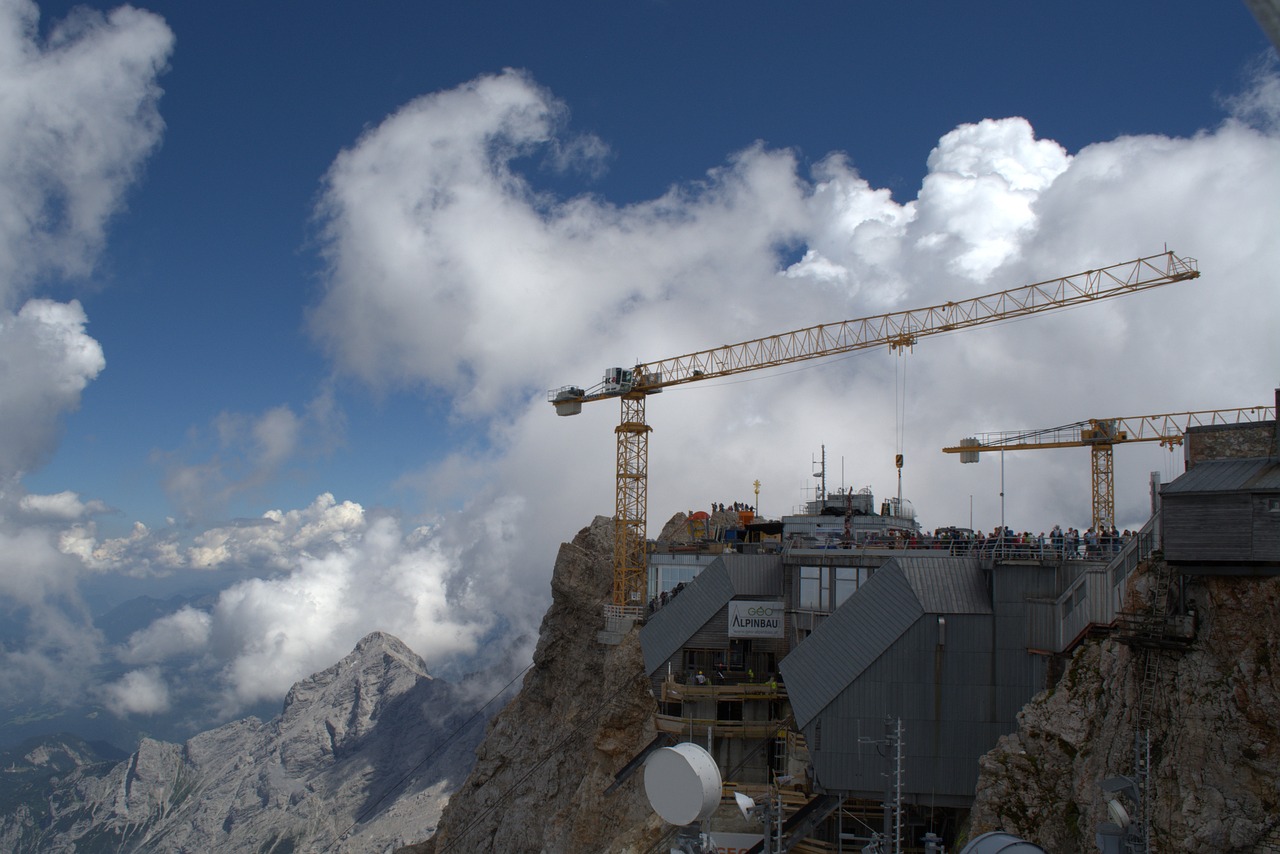 Zugspitze, Svetainė, Vokietijos Aukščiausia Statybvietė, Kranas, Ledynas, Garmisch, Lauke, Sniegas, Tylus, Vaizdas