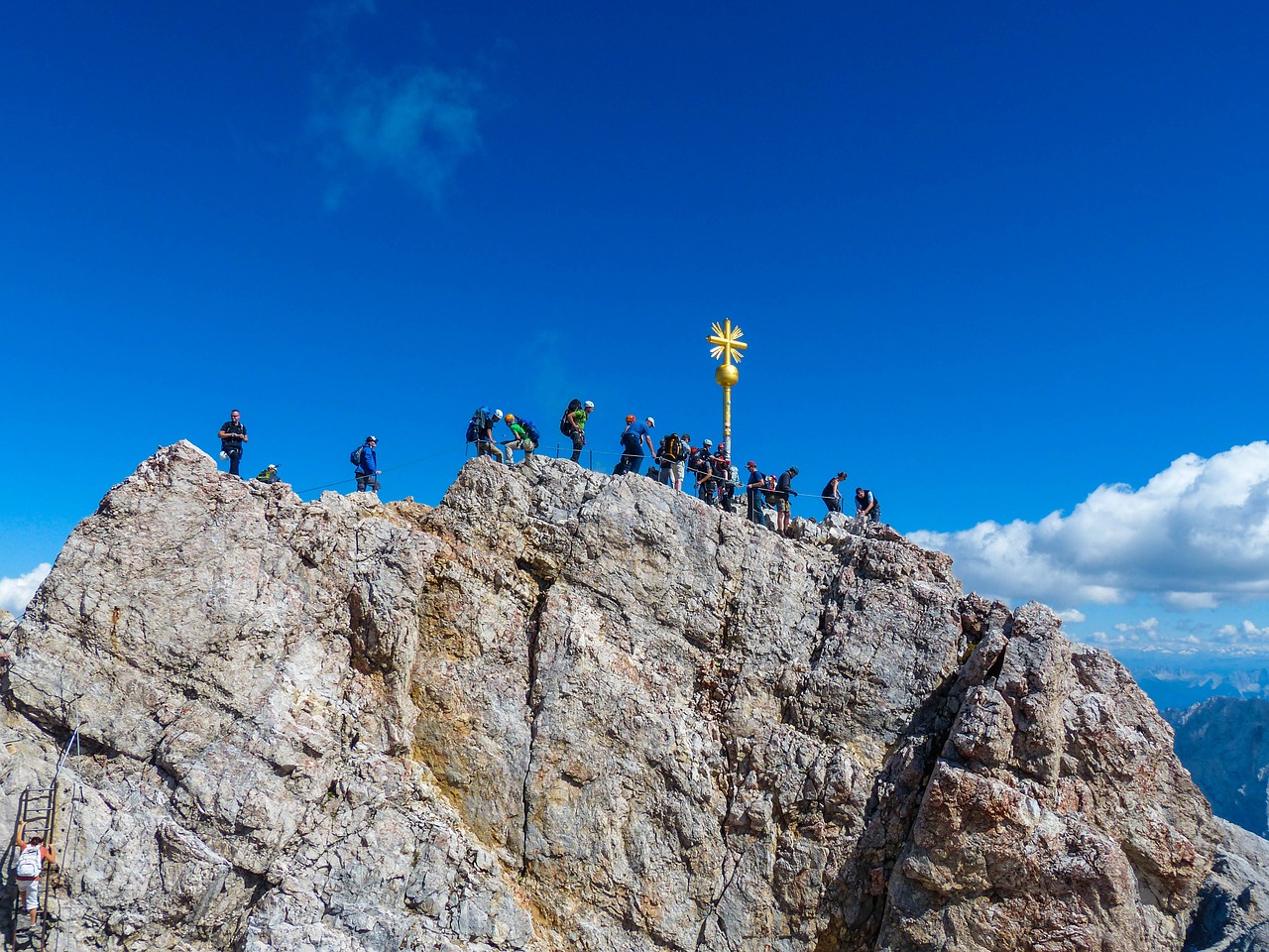 Zugspitze, Aukščiausiojo Lygio Susitikimas, Vokietija, Tolimas Vaizdas, Alpių, Zugspitze Masyvas, Kalnų Peizažas, Kalnas, Vaizdas, Alpinizmas