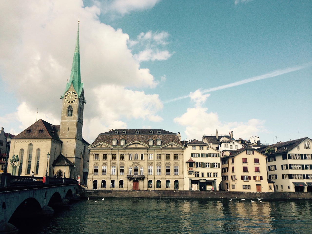 Zurich,  Limmath,  Upė,  Fraumünster,  Bažnyčia,  Dangus,  Šveicarija,  Chagall, Nemokamos Nuotraukos,  Nemokama Licenzija