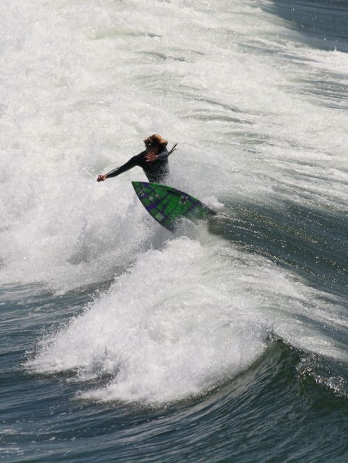 Surfer,  Banglenčių Sportas,  Huntingtonas,  Papludimys,  Kalifornija,  Ramiojo Vandenyno Regionas,  Vandenynas,  Banga,  Surfer Smashes Curl