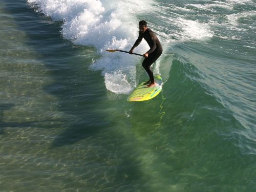 Surfer,  Banglenčių Sportas,  Huntingtonas,  Papludimys,  Kalifornija,  Ramiojo Vandenyno Regionas,  Vandenynas,  Banga,  Paddleboarder Užfiksuoja Stiklo Bangą