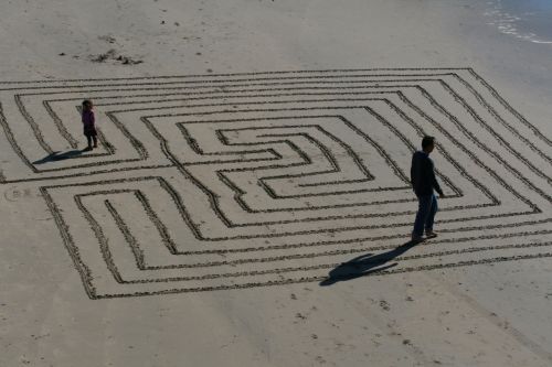 Labirintas,  Smėlis,  Huntingtonas,  Papludimys,  Papludimys,  Kalifornija,  Vaikščioti Paplūdimio Labirinte