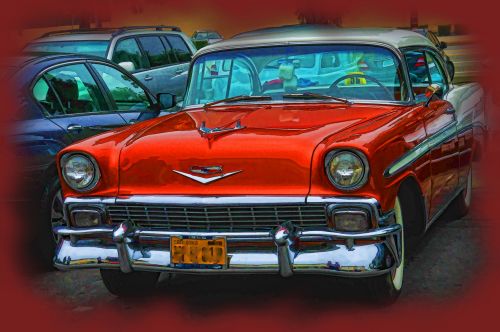 Chevrolet,  Vintage,  Senas,  Senovinis,  Klasikinis,  Automobilis,  Automobiliai,  Automobilis,  1950-Ųjų,  Menininkai,  Chevy,  Laisvas,  Viešasis & Nbsp,  Domenas,  Dažytos,  Tapybos,  1956 M. Chevrolet