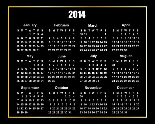 2014 & Nbsp,  Kalendorius,  2014,  Kalendorius,  Metai,  Data,  Datas,  Dienoraštis,  Planuotojas,  Mėnuo,  Mėnesių,  Juoda,  Balta,  Auksas,  Rėmas,  Šablonas,  2014 Kalendorius