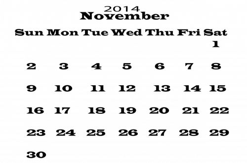 Lapkritis,  2014,  Kalendorius,  Šablonas,  Metai,  Data,  Datas,  Dienoraštis,  Planuotojas,  Mėnuo,  Juoda,  Balta,  Fonas,  Iliustracijos,  2014 M. Lapkričio Mėn. Šablonas