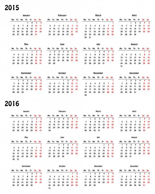 2015 M.,  Kalendorius,  2015 & Nbsp,  Kalendorius,  2016 & Nbsp,  Kalendorius,  Spausdinama,  Šablonas,  2015-2016 Kalendorius