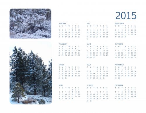 Žiema,  Metinis,  2015 M.,  Kasmet,  Mėlynas,  Sniegas,  2015 Metinis Kalendorius Žiema