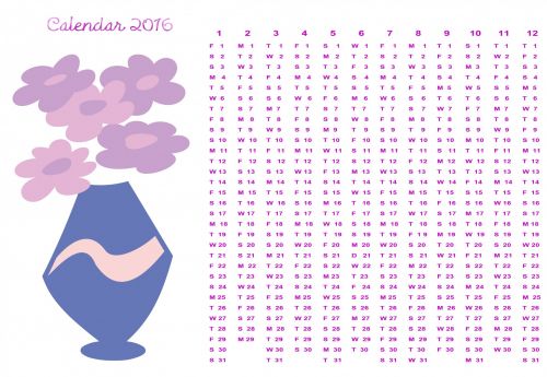 2016 & Nbsp,  Kalendorius,  Mėnuo,  Metai,  Apdaila,  Planuotojai,  Fonas,  Data,  Gėlės,  2016 M