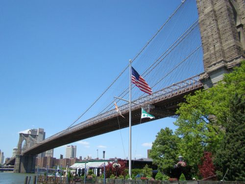 Tiltas,  Brooklynas,  Architektūra,  Naujas,  York,  Miestas,  Orientyras,  Vėliava,  Medis,  Gėlė,  Pastatas,  Po Tiltu