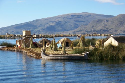 Sala,  Ežeras,  Titicaca,  Andy,  Peru,  Plaukiojanti Sala