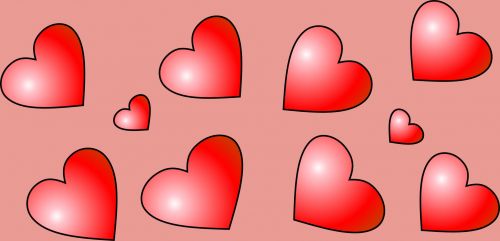 Penki,  Raudona,  Širdis,  Meilė,  Valentines,  Draugystė,  Šiluma,  Veidrodis,  Rožė,  Dore,  Fonas,  5 Raudonos Širdys Atspindi 3