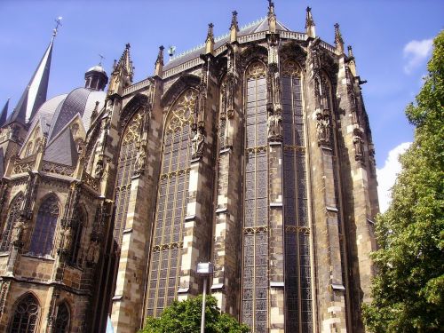 Aachen, Vokietija, Bažnyčia, Katalikų, Pastatas, Architektūra, Panorama, Katedra, Lauke, Miestas, Miestai, Miesto