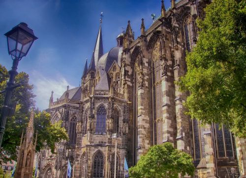 Aachen, Vokietija, Mūsų Ponios Bažnyčia, Pastatas, Architektūra, Orientyras, Miestas, Miestai, Miesto, Lauke, Hdr, Medžiai