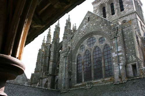 Abatija, Mont Saint-Michel, Normandija, France, Viduramžiai, Viduramžių Architektūra
