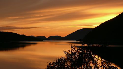 Abendstimmung, Saulėlydis, Saulė, Jūra, Afterglow, Fjordas, Norvegija