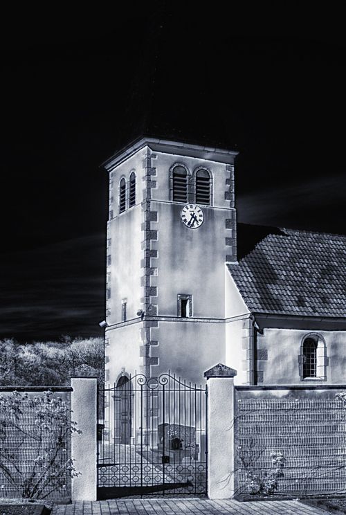 Abergement-La-Ronce, France, Bažnyčia, Naktis, Vakaras, Hdr, Dangus, Architektūra, Siena, Juoda Ir Balta
