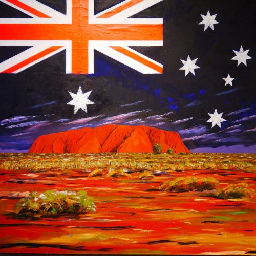Akriliniai Dažai, Vaizdas, Dažymas, Australia, Vėliava, Uluru, Ayers, Akmuo, Outback