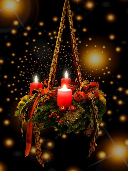 Adventas, Kalėdų Laikas, Atvykimo Vainikas, 3Adventas, Pasveikinimas, Atvirukas, Žvakės, Žvakių Šviesa, Kontempliatyvas, Apdaila, Išdėstymas, Kalėdų Papuošalai, Kalėdos, Trečioji Žvakė, Advent Žvakė