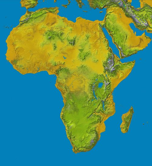 Afrika, Žemėlapis, Palengvėjimas, Žemė, Žemynas, Geografija, Srtm, Dažymas, Spalziuoti, Atlasas, Topografija