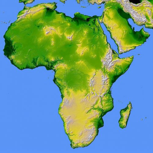 Afrika, Žemėlapis, Palengvėjimas, Žemė, Žemynas, Geografija, Srtm, Dažymas, Spalziuoti, Atlasas, Topografija