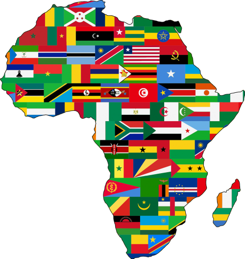 Afrika, Žemynas, Šalyse, Vėliavos, Žemėlapis, Tautos, Nemokama Vektorinė Grafika