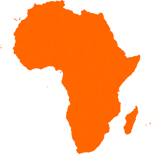 Afrika, Žemynas, Žemėlapis, Šalis, Madagaskaras, Oranžinė, Nemokama Vektorinė Grafika