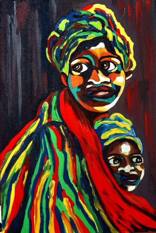 Afrikietiškas Menas, Motina Ir Vaiku, Dizainas, Kūrybingas