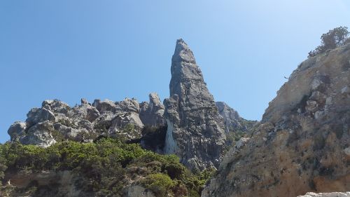 Aguglia Di Goloritzè, Cala Goloritzè, Pinnacle, Monte Caroddi, Rokas, Kietas, Sardinija, Lipti, Orosei Įlanka, Ogliastra, Kalnas