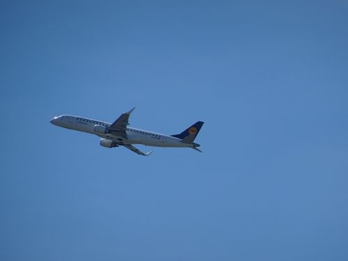Orlaivis, Pradėti, Išvykimas, Lufthansa, Dangus, Mėlynas, Skristi, Kilti, Airbus, Variklis, Sparnas