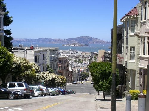 Alcatraz, San Franciskas, Gatvės Vaizdas, Kalnas, Kalifornija, Namai