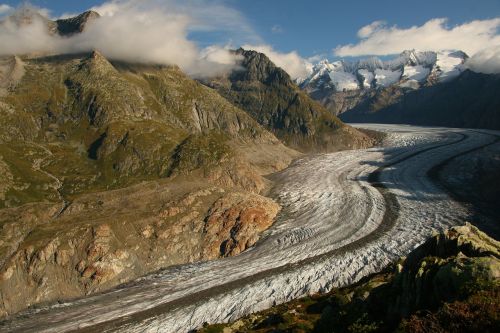 Aletsch Ledynas, Šveicarija, Valais, Ledynas, Jungfrau Regionas