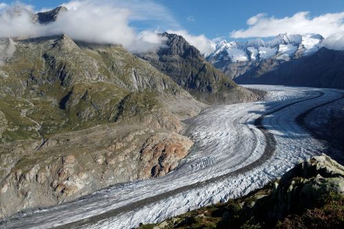 Aletsch Ledynas, Šveicarija, Valais, Ledynas, Jungfrau Regionas