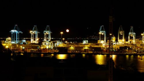 Algeciras, Gibraltaras, Nacionalinė Šventė, Fejerverkai, Naktis, Uostas, Jūra, Perspektyva, Vakaras